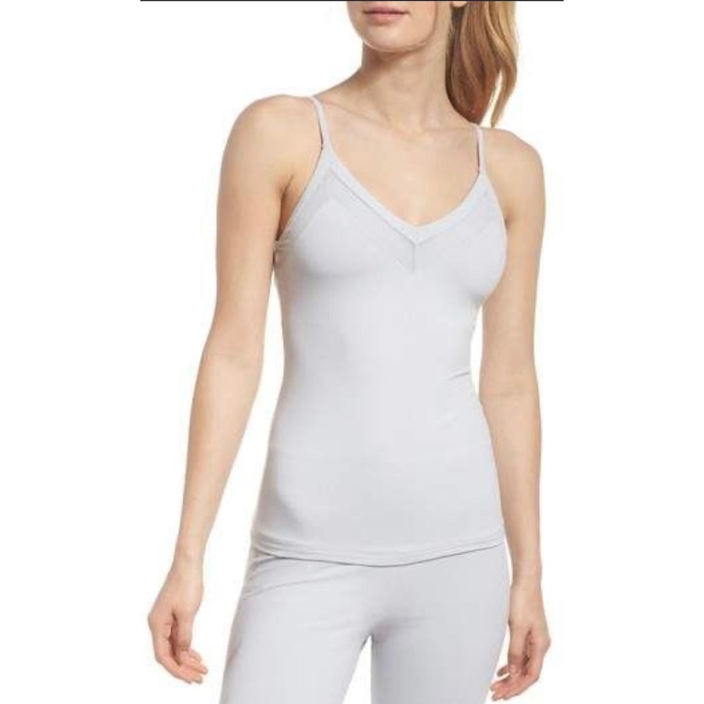 Alo Yoga Ally Tank Top Mesh V-Neck Built-in Bra Grey Size XS